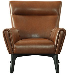 SIT-Möbel 6015-04 Ruhesessel aus Kunstleder, Beine aus Hevea-Holz, cognacfarbener Sessel, 89 x 91 x 94 cm