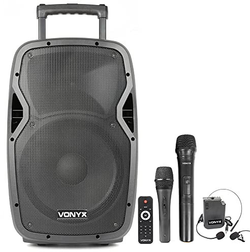 Vonyx AP1200PA 12-Inch Bluetooth Active Speaker - Portable PA System with Battery Power, Ideal for Outdoor & Indoor Events, Wireless Portable PA Speaker