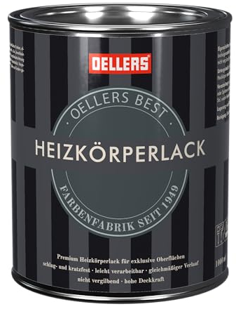 OELLERS Premium Heizkörperlack, 1 Liter, RAL 9002 Grauweiß, Vergilbungsschutz, glänzend, temperaturbeständig, beste Ergebnisse für exklusive Oberflächen