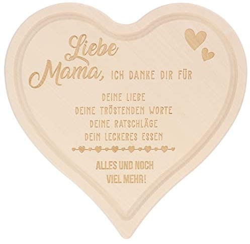 Spruchreif Frühstücksbrettchen Herz für Mama – Geschenk für die Mama mit liebevollem Dankes-Spruch