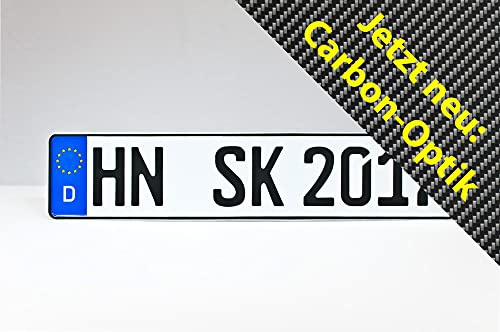Schilderkröten 1 x Carbon KFZ-Kennzeichen 520x110mm für Auto und Fahrradträger