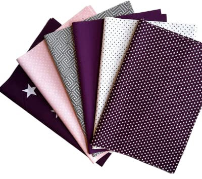 babrause® Stoffpaket Patchwork Baumwollstoffe 12 x (25x35cm) (violett rosa grau)