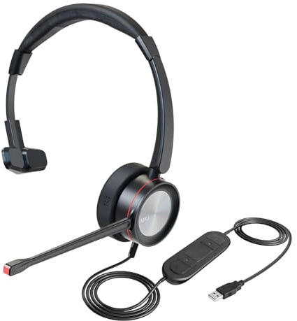 MKJ Casque USB avec Microphone pour Ordinateurs Portables et Ordinateurs Portables avec Suppression du Bruit avec Micro de Dictation pour Zoom Réunions Rosetta Stone Teams