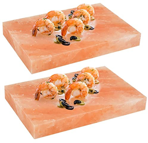 2Pcs Himalayan Salt Blocks BBQ Salt Slab Plate Tray for Serving Cooking Plate Grilling Salt Blocks Cutting Board Steak Plate Pink Salt Serving Tray Pink Salt Steak Serving Board Cooking Plat