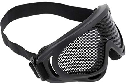 Lunettes de Maille en Acier Tactique Sécuritaire Lunettes de Protection des Yeux Lunettes De Protection Noir 5.5x2.0inch