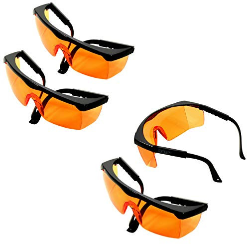 HQRP Paquet de 4 Lunettes de protection UV légères Teintées Orange pour Champ de tir, Airsoft, pistolets Nerf, Racquetball, Mètre du soleil