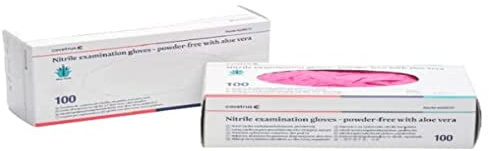GUANTES NITRILO SIN POLVO ALOE VERA ROSA M 100UD COVETRUS