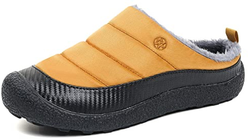 Gaatpot Mens Womens Winter Slippers Fur Lined Warm Non-Slip Indoor Outdoor Houseshoes Yellow-New 5UK=38CN