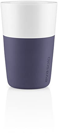 EVA SOLO | 2 Cafe Latte Becher | 360 ml | Gut zu halten durch Silikonbeschichtung | Spülmaschinenfest | Violet Blue