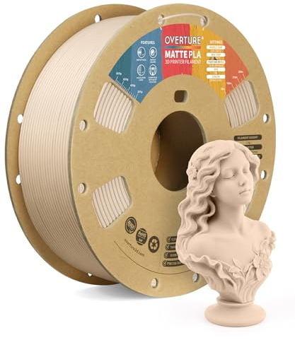 OVERTURE Matte PLA 1,75 mm Skin | Feine Textur & matte Optik | Mattes Finish • Kaschiert Schichtlinien •Leicht drucken • Glattere Oberfläche• ±0,02 mm • 1kg Spule• FDM-kompatibel