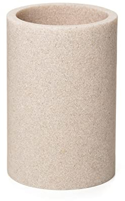 TATAY Zahnputzbecher Bora Ohne BPA Praktisches Badezimmerzubehör | Zahnputzbecher Badezimmer | 7,2x7,2x10,7 cm | Ohne BPA | Funktionales Design fürs Bad | Praktisches Badezimmerzubehör, Beige