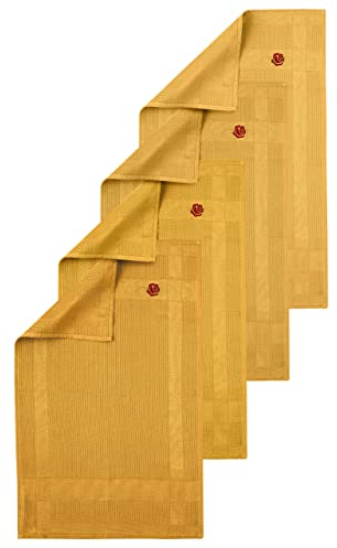 ROSELINE Mikrofaser Handtücher Küchentücher für den täglichen Einsatz Saugstarke & fusselfreie Geschirrtücher Putzlappen 4er Putztücher Set 42 x 68 cm (Gold)