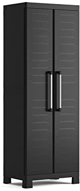 Keter 9636100002202 Armadio 3 Ripiani Regolabili Realizzato in Resina Detroit, Portascope, Nero, 65 x 45 x 182 H
