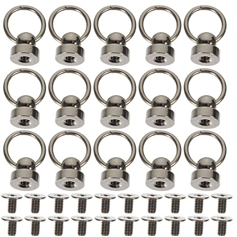 Milisten 20 Sets Rundkopf-Nieten, Knopf-Nieten O-Ringkopf-Nieten mit Zugring, Nieten-Befestigungs-Kettentasche Schrauben für Geldbörse Brieftasche Handyhülle Handtasche Dekoration Tasche Schuhe,