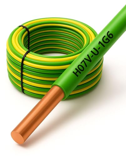 20 Meter - 1x6mm² Potentialausgleich Erdungskabel - XmediaSat H07V-U 1 x 6 mm² grün/gelb