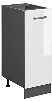 Vicco Apothekerschrank R-Line, Weiß Hochglanz/Anthrazit, 30 cm ohne Arbeitsplatte