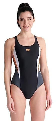Arena Feel Threefold V Back R Einteiliger Badeanzug für Damen, Elastisch und Sportlich, Schnelltrocknender Badeanzug aus Arena Maxfit Eco-Gewebe mit Chlor- und Salzwasserbeständigkeit, 50+ UV-Schutz