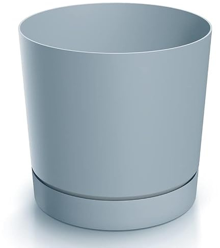 BirnePower Blumentopf Blumenkübel Übertopf Rund mit Untersetzer TUBO P Pflanzkübel Pflanztopf Matt (400, Grau)