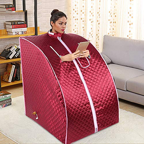 Sauna Portable, Mini Sauna à Vapeur, Cabine de Sauna Portatif pour une Personne, Peut Soulager la Fatigue, Perdre du Poids, Chronométrer et Réguler la Température à Distance (75 * 35 * 25cm rouge)