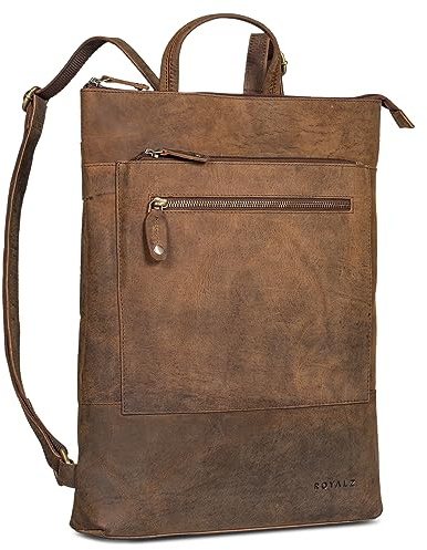 ROYALZ Orlando Sac à Dos Ordinateur Homme Cuir 14 à 15,6 Pouces, Sac à Dos Business Homme en Cuir Véritable, Sac à Dos Plat pour Travail Université Loisirs