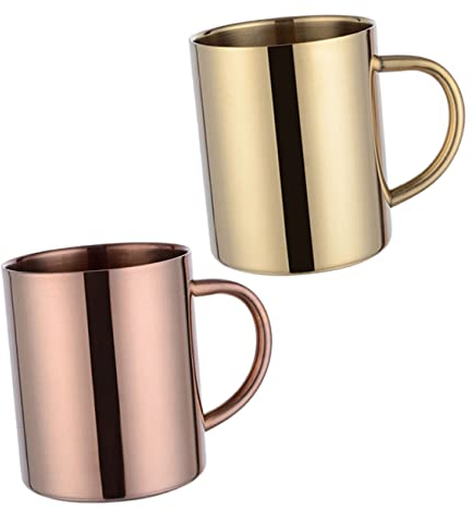 VILLCASE 2stücke Doppelwandiger Metallbecher Mit Henkel Kaffeebecher Für Zuhause Und Camping Verschleißfester Wasserbecher Für Täglichen Gebrauch Milchbecher Und Teebecher