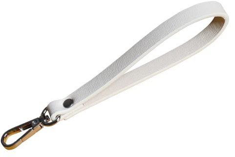 Tskijun PU Leather Wrist Strap Thickened Reinforced Artificial Leather Wristlet Strap Clutch Bag Accessories Keychain Hand Strap Replacement for Handbag,Wallet,Purse,etc (Pearl White)