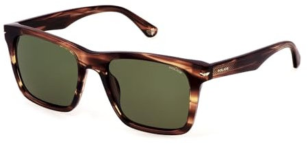 Police Herren Spln35 Sonnenbrille, Glänzend gestreift, Braun, 53