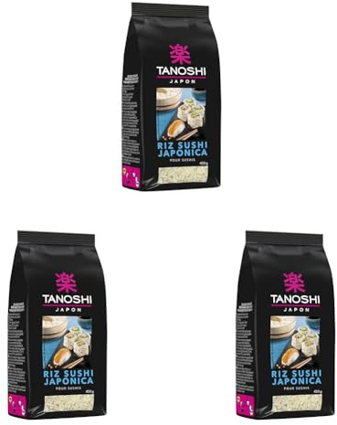 TANOSHI - Riz Sushi Japonica - Idéal pour Réaliser des Sushis et Makis Maison - 450 g (Lot de 3)