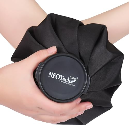 Poche de glace NEOtech Care - Vessie cryothérapie - Premiers soins - Couvercle vissable (Noire, 20cm diamètre)