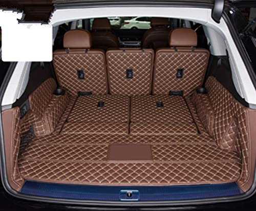 DZSJHGFDD Auto Kofferraummatte Kofferraummatten Für Q7 7-Sitzer 2022 Auto-Fußmatten Automatten Zubehör Anti Rutsch Matte Gummi(Kaffee,5 pcs)