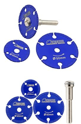 SHDIATOOL Diamant-Trennscheibe 30/40/50MM mit 6MM Schaft für Metall, 6 Stk | Mini Diamantscheibe vakuumgelötet zum Schneiden Hartmetall, Legierungen, Eisen, Bolzen, Schraube für Bohrmaschine