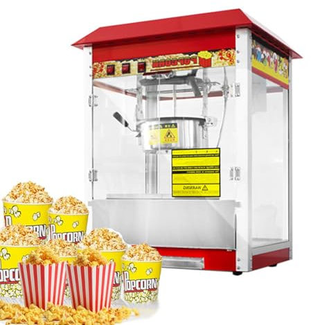 JJENXYYDS Máquina De Palomitas De Maíz Casera/Comercial con Olla de Teflón Fabricante Cocina Profesional Calentamiento Comercial Doméstico Cine 1400 W Rojo/Retro/Cine