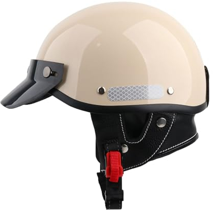 Aperto Caschi da Moto Portatile Jet Casco Scodella ECE Omologato retrò Motociclo Aperto Faccia Casco Donna Uomo Scooter Casco per Moto, Adult Cruiser Chopper Mezzo Casco