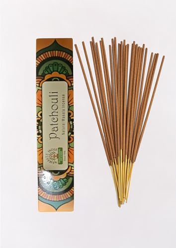 Namaste India Agarbatti Lot de 12 paquets de 240 bâtonnets d'encens au patchouli pour relaxation aromatique, méditation et yoga, fabriqués à la main en Inde