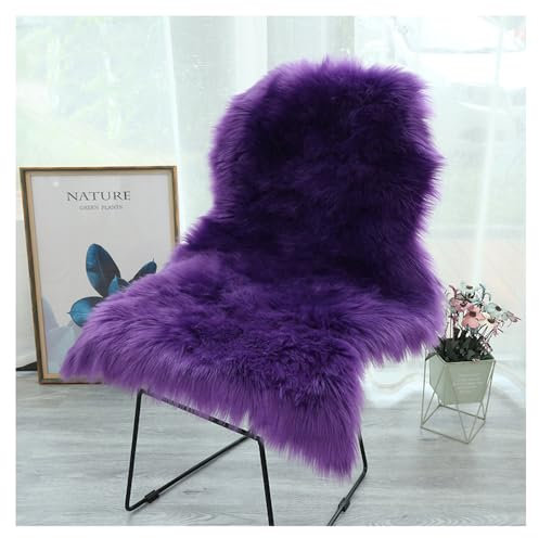 SMTCM Faux Lammfell Schaffell Teppich 60 * 180cm Lammfellimitat Carpet Longhair Felloptik Flauschige Weicher Fellteppich Stuhlkissen Bodenteppich Sitzfelle Nachahmung Wolle Matte für Sofa Wohnzimmer