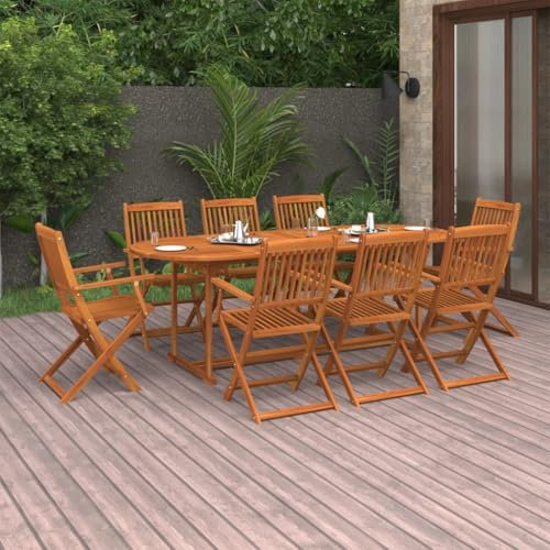KATERYY 9-TLG. Garten-Essgruppe Massivholz Akazie,Akazienholz GartenmöbelSet: Witterungsbeständige Essgruppe für deinen Außenbereich