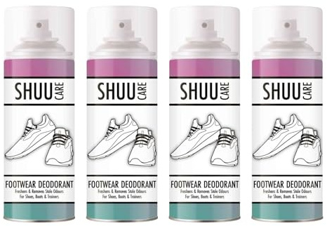 SDMAX Footwear Deodorant Spray, Shoe Care, Smell Remover, Freshens And Odor Prevention, Antibacterial Ingredient, Easy To Use, Lightweight And Portable, 250ml (4PCS)