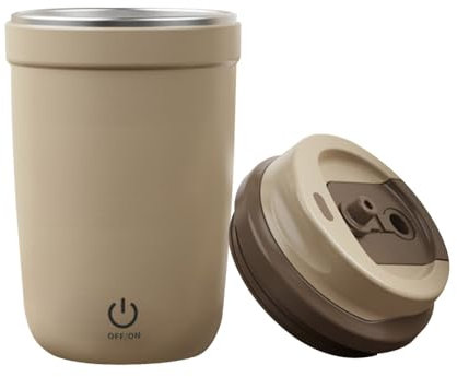 MiOYOOW 400ML Tazza Frullatore, USB Tazze Automatica Magnetico con Coperchio Spazzola e Cannuccia, Tazzine Automescolante per Caffè per Casa Viaggio Ufficio