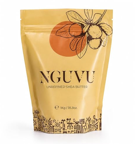 NGUVU 100% Pure Unrefined Grade A Shea Butter 1KG- Moisturises and Softens Dry Skin – Essential Fatty Acids & Antioxidants – Natural, Vegan, & Cruelty-Free – Skin Care, Hair Care