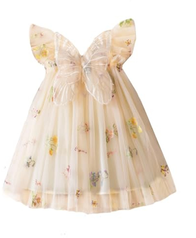 UUAISSO Tutu klänning för flickor ärmlös tyllklänning fjärilsbroderi födelsedagsfest prinsessa sommarklänning, Champagne, 6-12 M�nader