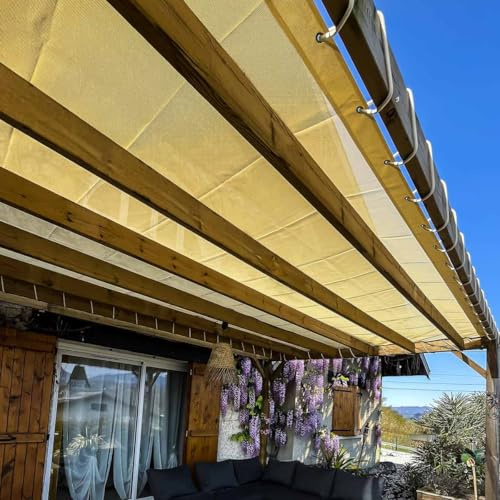 TECPLAST Toile Pergola Micro-Perforée 4x4 m Ivoire - Garantie 5 Ans - MP460PR - Perméable - Ombrage léger - Made in France
