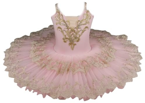 Tutú de Ballet Profesional para Niñas, Tutú de Panqueque para Niños, Disfraz de Ballet, Vestido de Bailarina （160 cm）