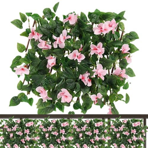 Pannelli Tralicciti Floreali In Espansione Del Giardino, Screening Della Recinzione Di Artificiale, Recinzione Di Foglie Decorative, Schermo Di Privacy Di Recinzioni Di Tromba,Barca Per Privacy