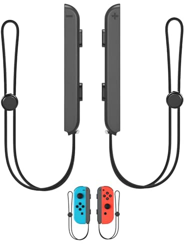 GVSS 1 Paires Dragonnes pour Manette Noir pour Switch Joycon, Gamepad Bracelet pour Switch,Contrôleur de Poignet,Accessoires de Contrôleur pour Nintendo Switch Joycon