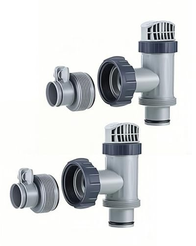 Pool Plunger Shut-off Valve, with Plunger Valve for Intex, 1.25-1.5 Hose Adapters & Plunger Valves for Above Ground Pool Filter Pump, Swimming Pool Filter Adapter with Plunger Valve (2 Set)