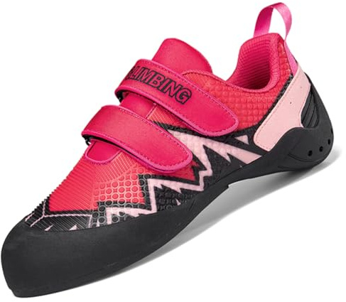 ZHENSI Chaussures d'escalade Hommes Et Femmes Baskets d'escalade en Salle pour Débutants Salle De Sport Escalade Sportive,Rose,42 EU