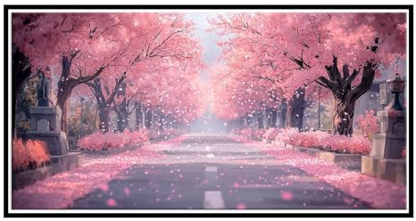 DIY 5D Pintura Diamante Flores de cerezo Grande Diamond Painting Kits para Adultos Niños, Diamond Art Kit Complet Manualidades Imágenes Cristal Punto Cruz Decor Pared para Hogar Gifts 90x180cm s-798