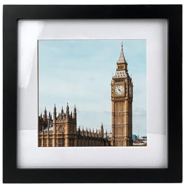 SOSOLOVE Bilderrahmen Schwarz 20 x 20cm, Holz Rahmen, zum Aufhängen, Aufstellen, Rahmen, für Fotos, Fotorahmen Kunstwerke und Poster Bilder, für Wohnzimmer, Schlafzimmer, Arbeitszimmer