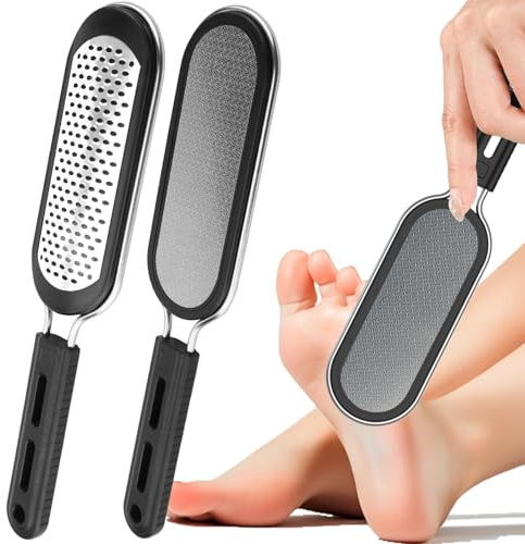 Hience 2-in-1 Foot File Nano Glass & Stainless Steel Foot Scraper for Hard Skin Callus Remover, Effectively Exfoliating Pedicure Tool for Dead Dry Cracked Corn Heel Care, Home & Salon, Gentle on Feet