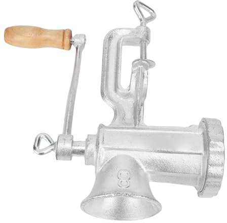 Zerodis Manual Mincer, Meat Grinder with Ergonomic Handle for Home Camping Burger Patties Sausage Burger, Table Clamp Tin Coated Cast Iron